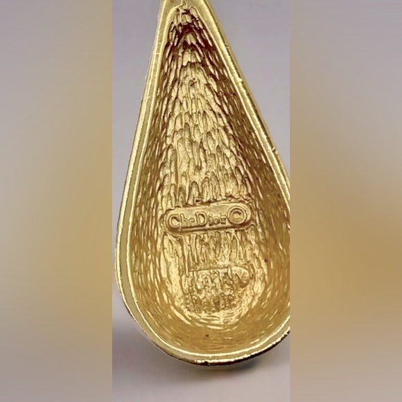 VINTAGE Christian Dior Black Enamel Dangle Earrings with Rhinestones - Picture 6 of 6